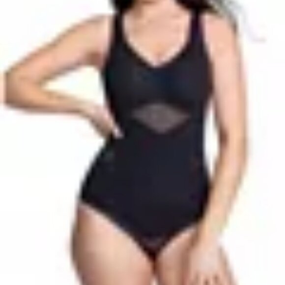 Honeylove Shapewear Thong Bodysuit Black Cami LARGE V Neck Like New - Picture 2 of 11